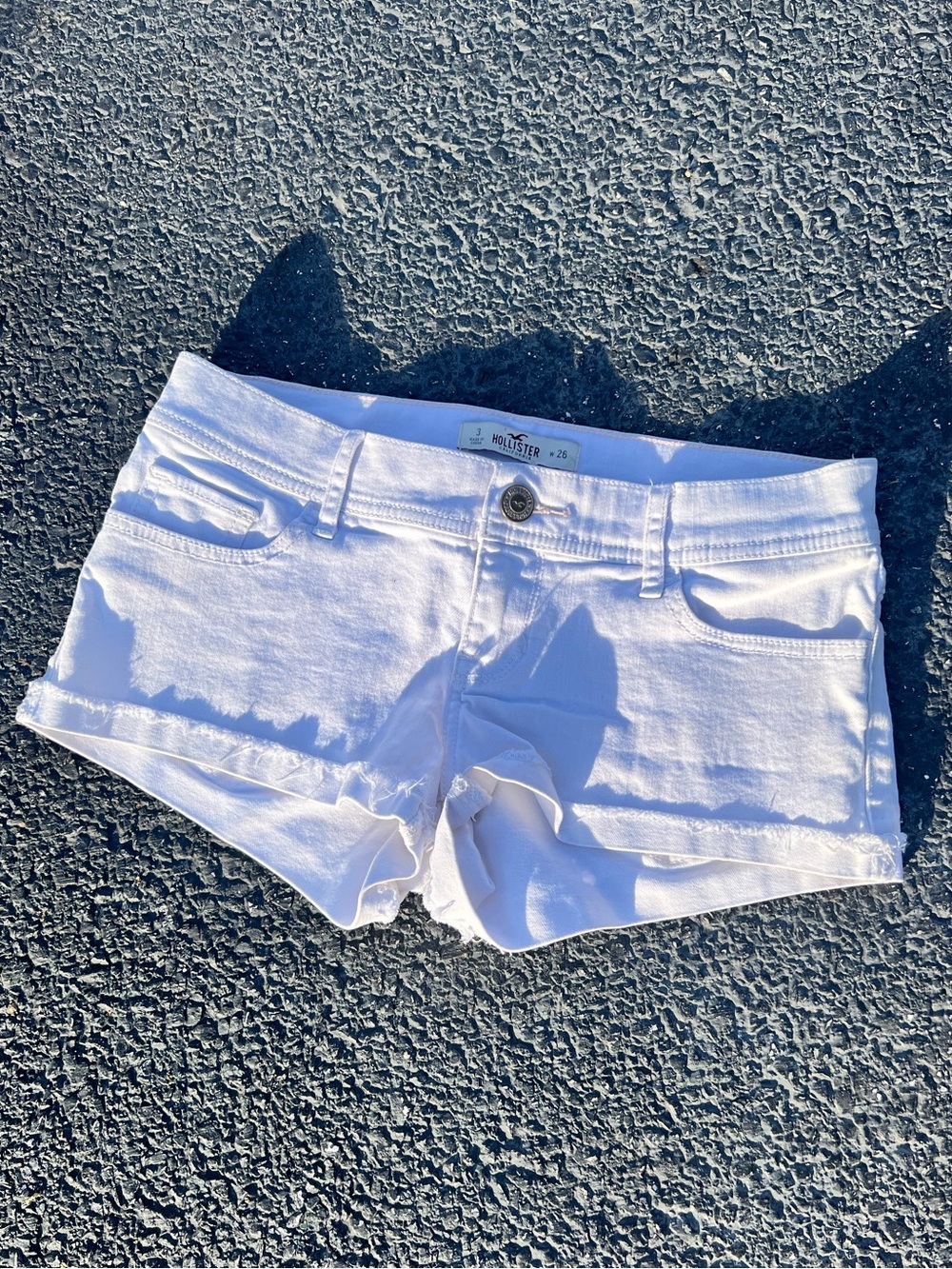 Hollister Bright White Micro Jean Shorts Size 2 / 26” Waist 2010’s Cotton